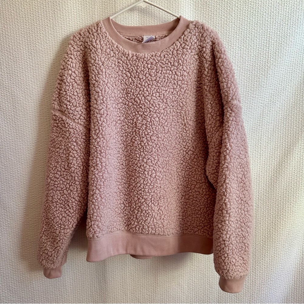 Secret Treasures Pink Faux Sherpa Fleece Pullover Sleep Top Cozy Lounge XL 16 18